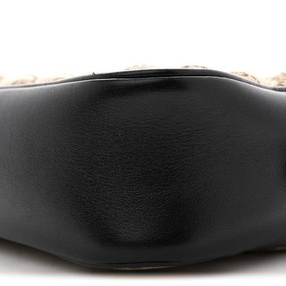Gucci Monogram Matelasse Diagonal Small GG Marmont Chain Shoulder Bag Beige Black 10 of 11