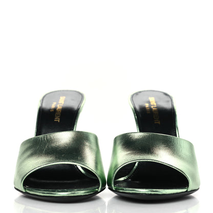Saint Laurent Metallic Nappa La 16 Mule Sandals 37 Green 2 of 10