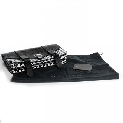 Proenza Schouler Leather PS1 Pochette Clutch Triangle Print Black White 5 of 8