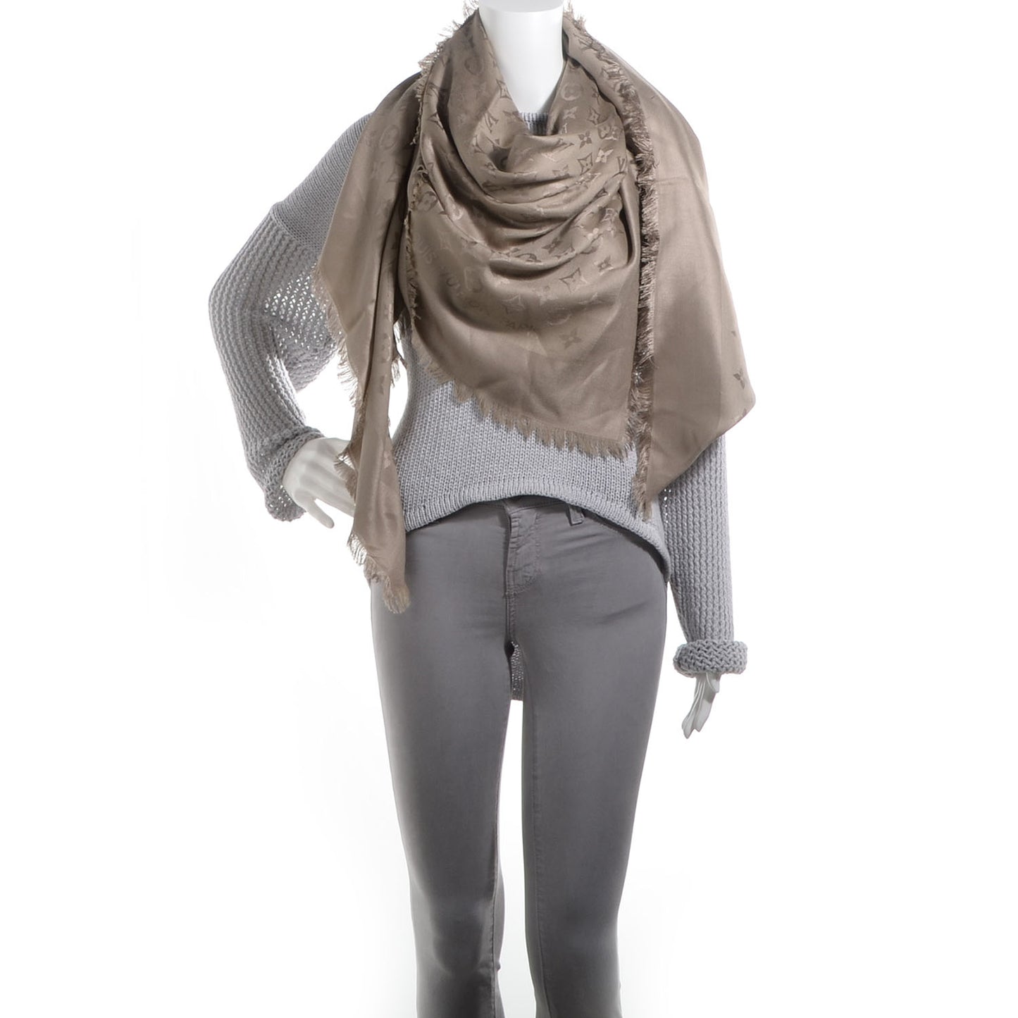 Silk Wool Monogram Shawl Verone