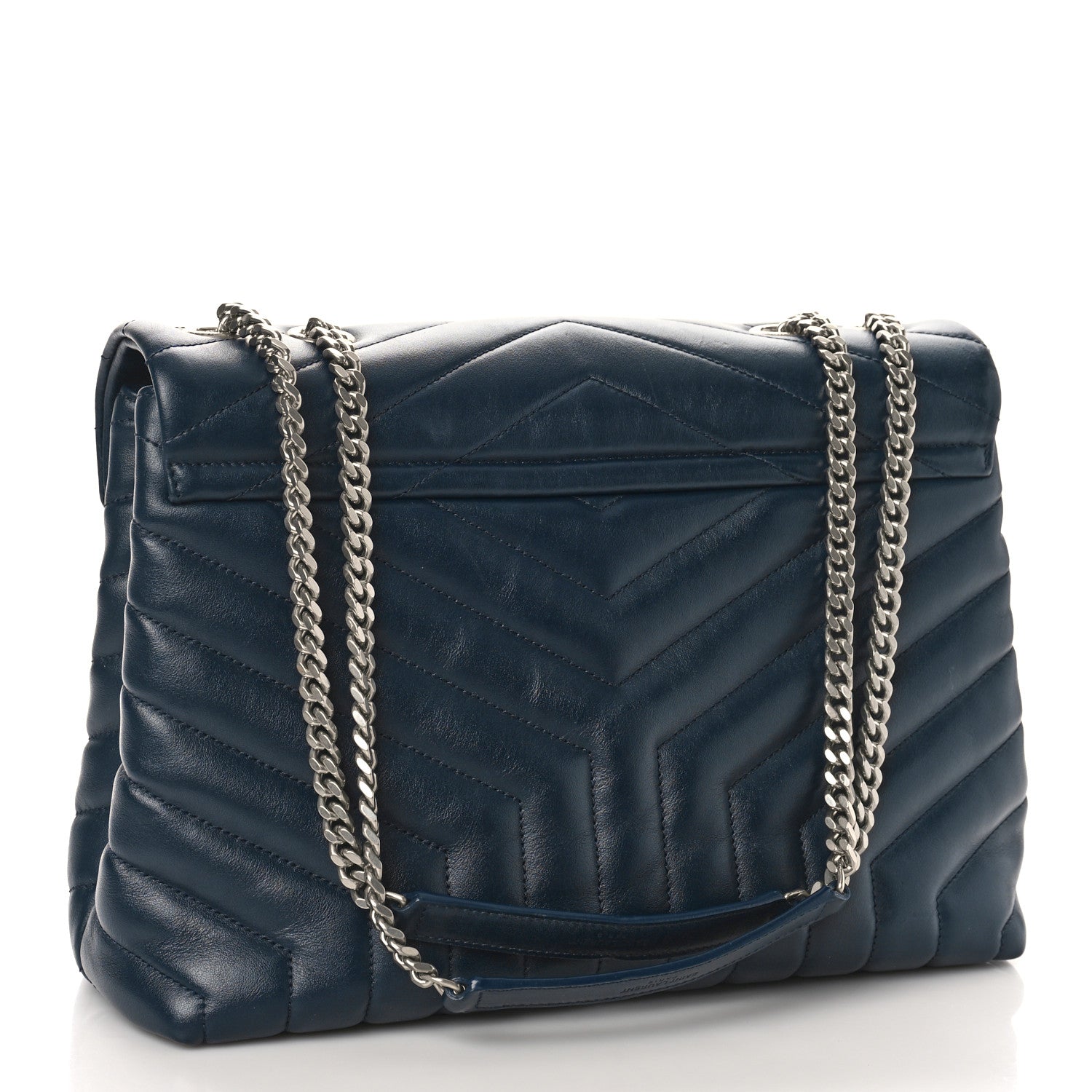 Saint Laurent Calfskin Y Quilted Monogram Medium Loulou Chain Satchel Medium Blue 3 of 8