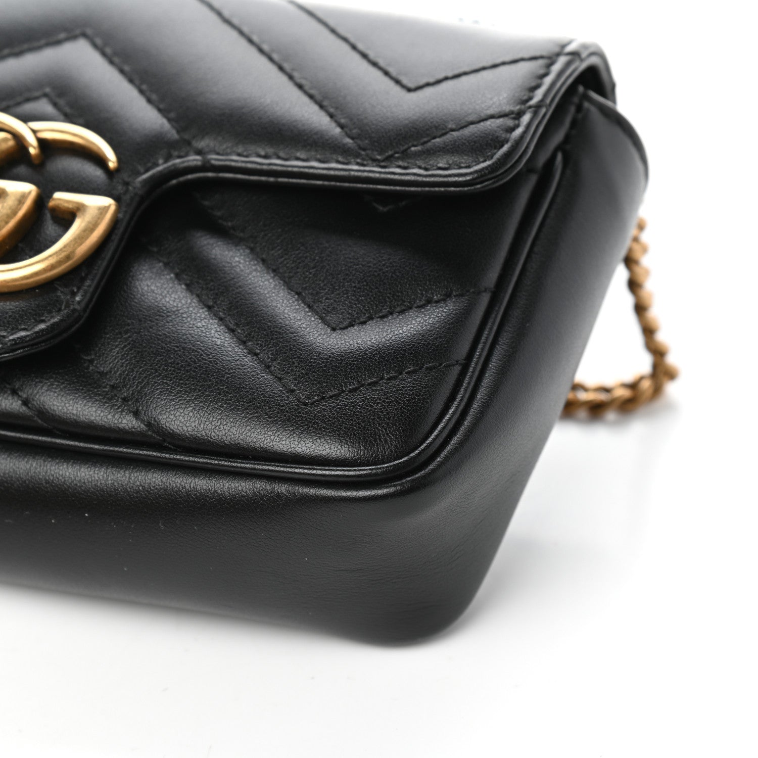 Gucci Calfskin Matelasse Super Mini GG Marmont Shoulder Bag Black 8 of 8