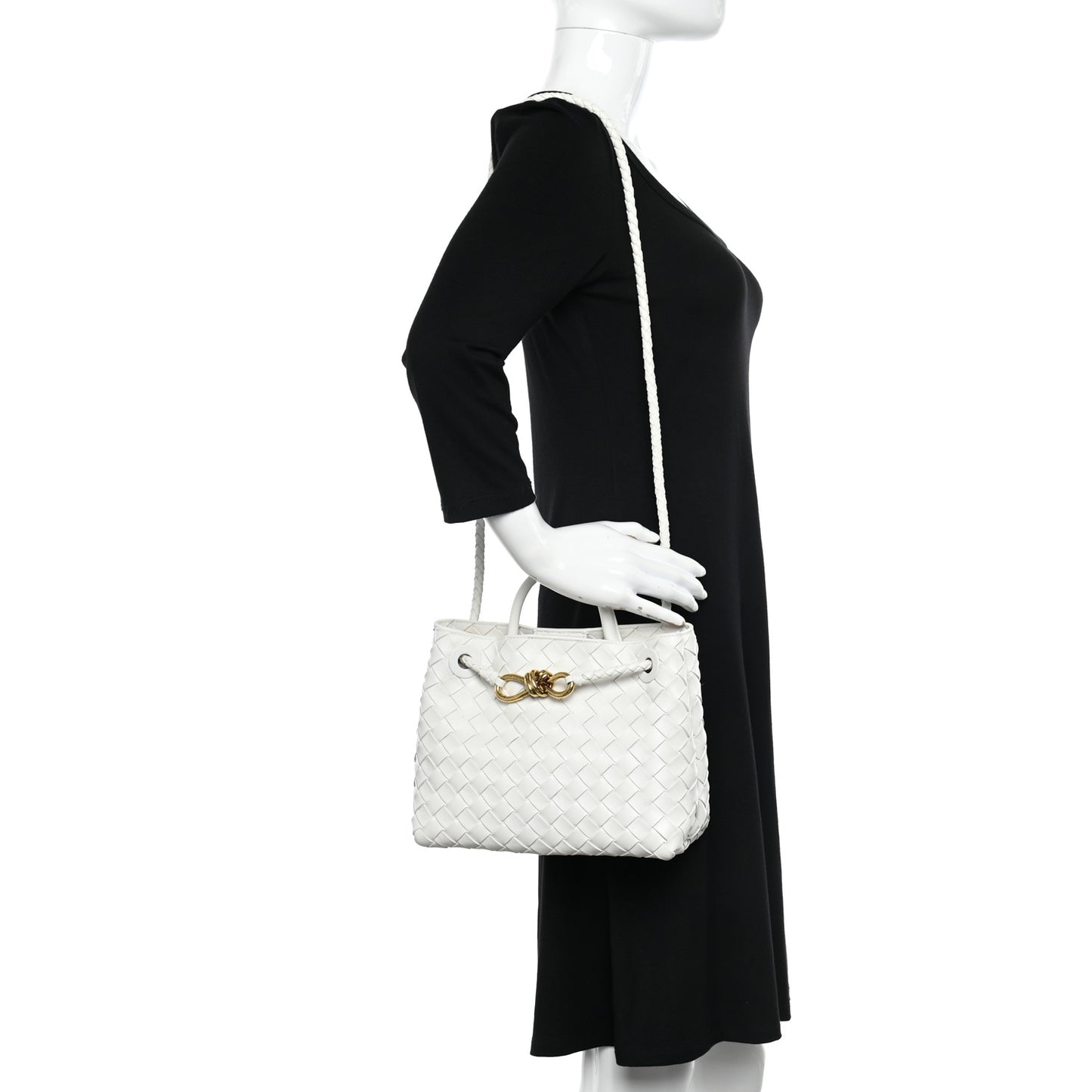 Nappa Intrecciato Small Andiamo Shoulder Bag White