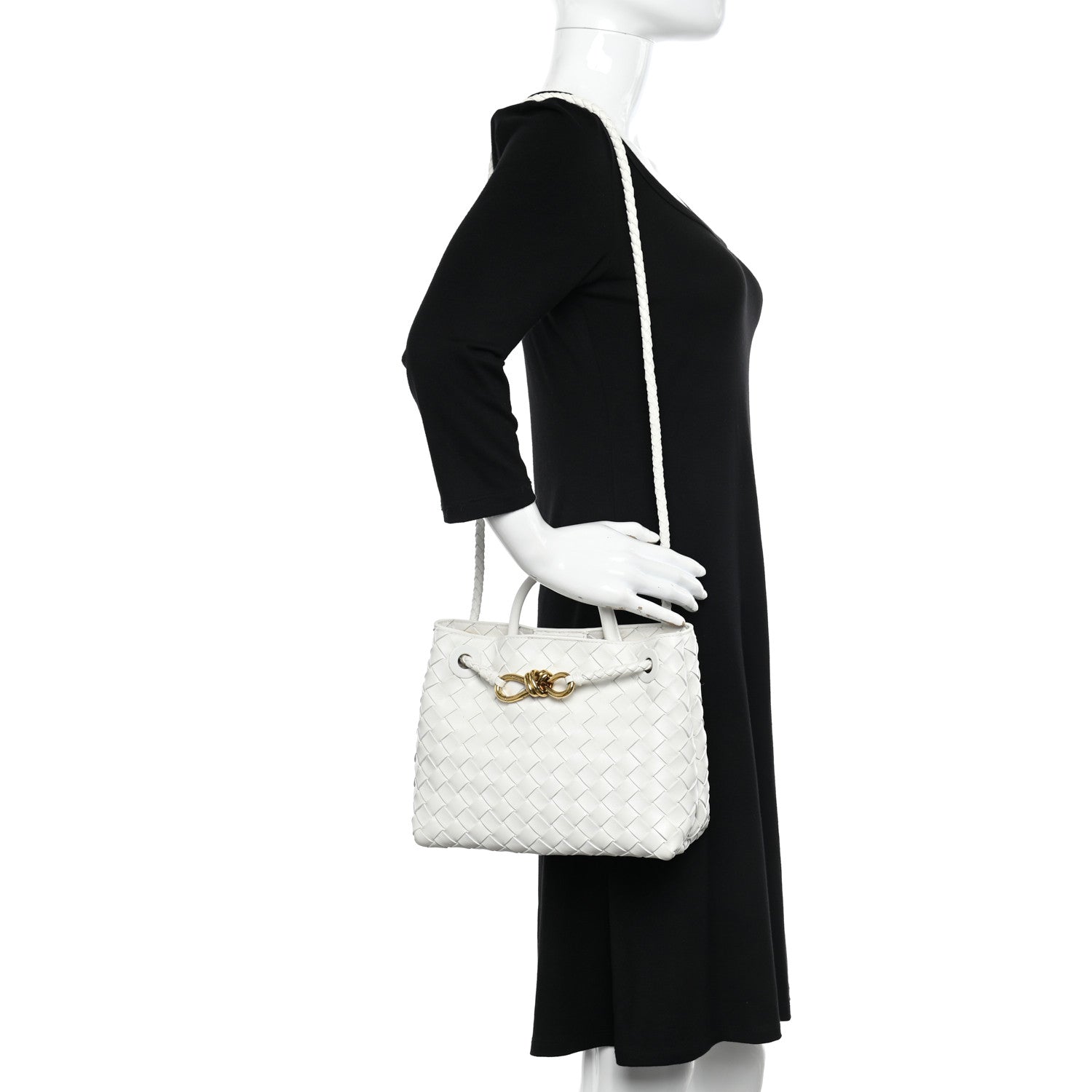 Bottega Veneta Nappa Intrecciato Small Andiamo Shoulder Bag White 2 of 11