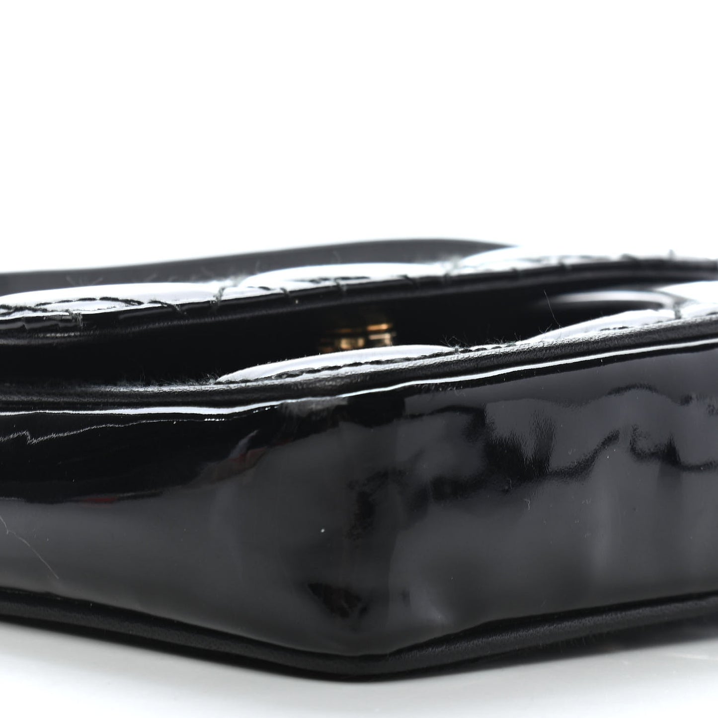 Patent Cannage Mini Crossbody Pouch Black