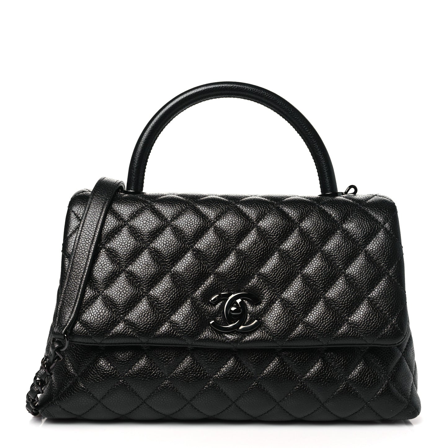 Caviar Quilted Small Coco Handle Flap So Black
