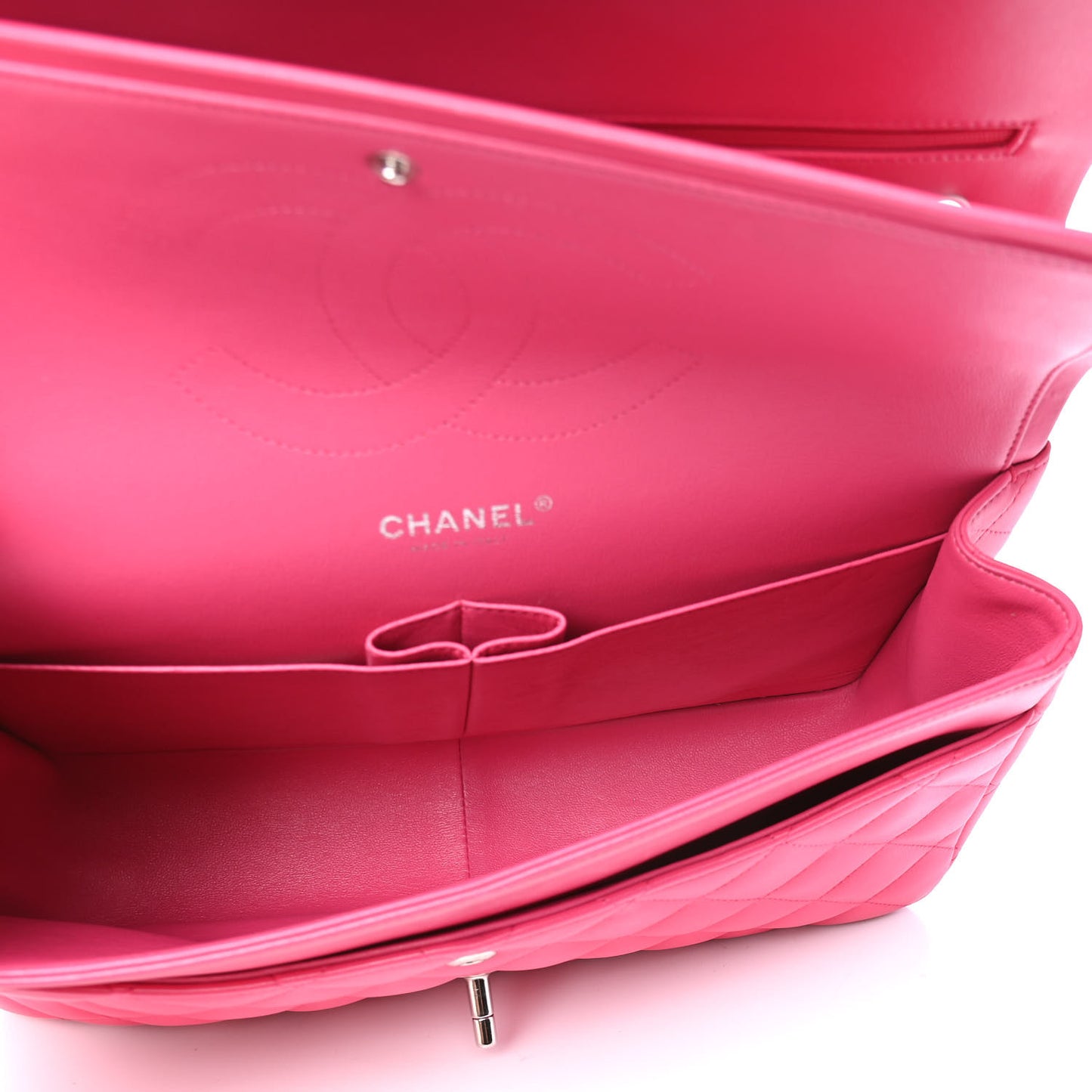 Lambskin Quilted Jumbo Double Flap Dark Pink