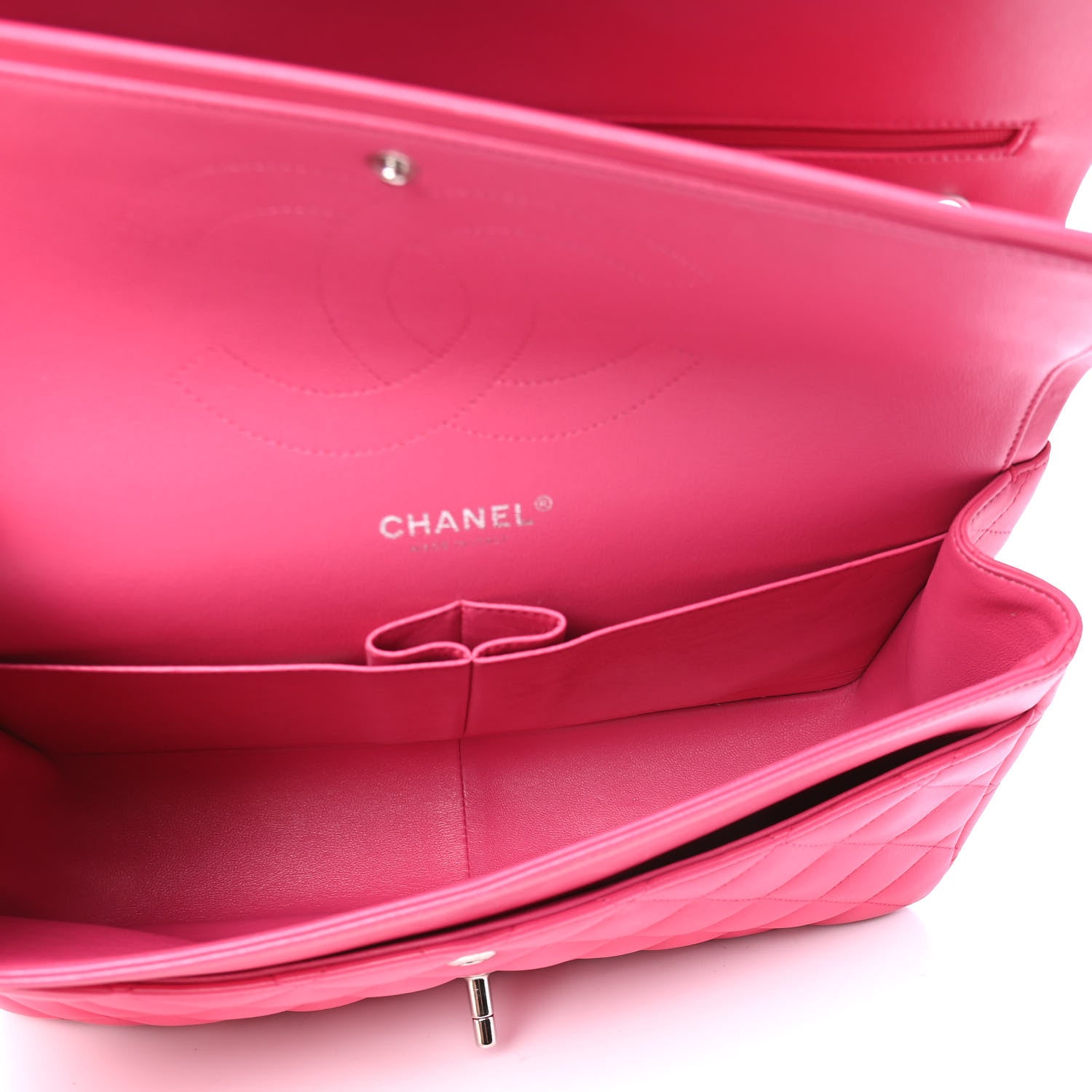 Chanel Lambskin Quilted Jumbo Double Flap Dark Pink 4 of 4