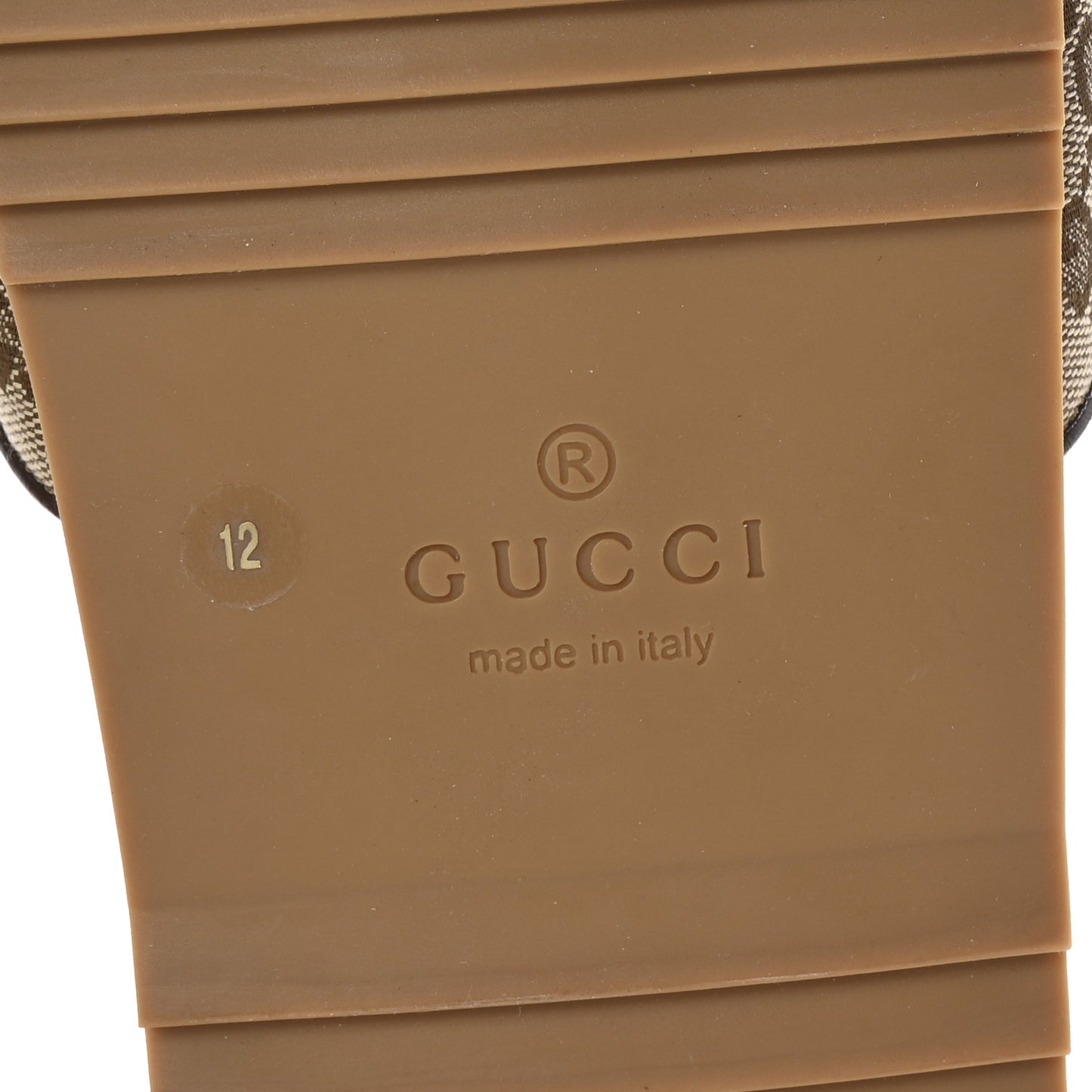 Canvas GG Monogram Mens Slide Sandals 12 Beige