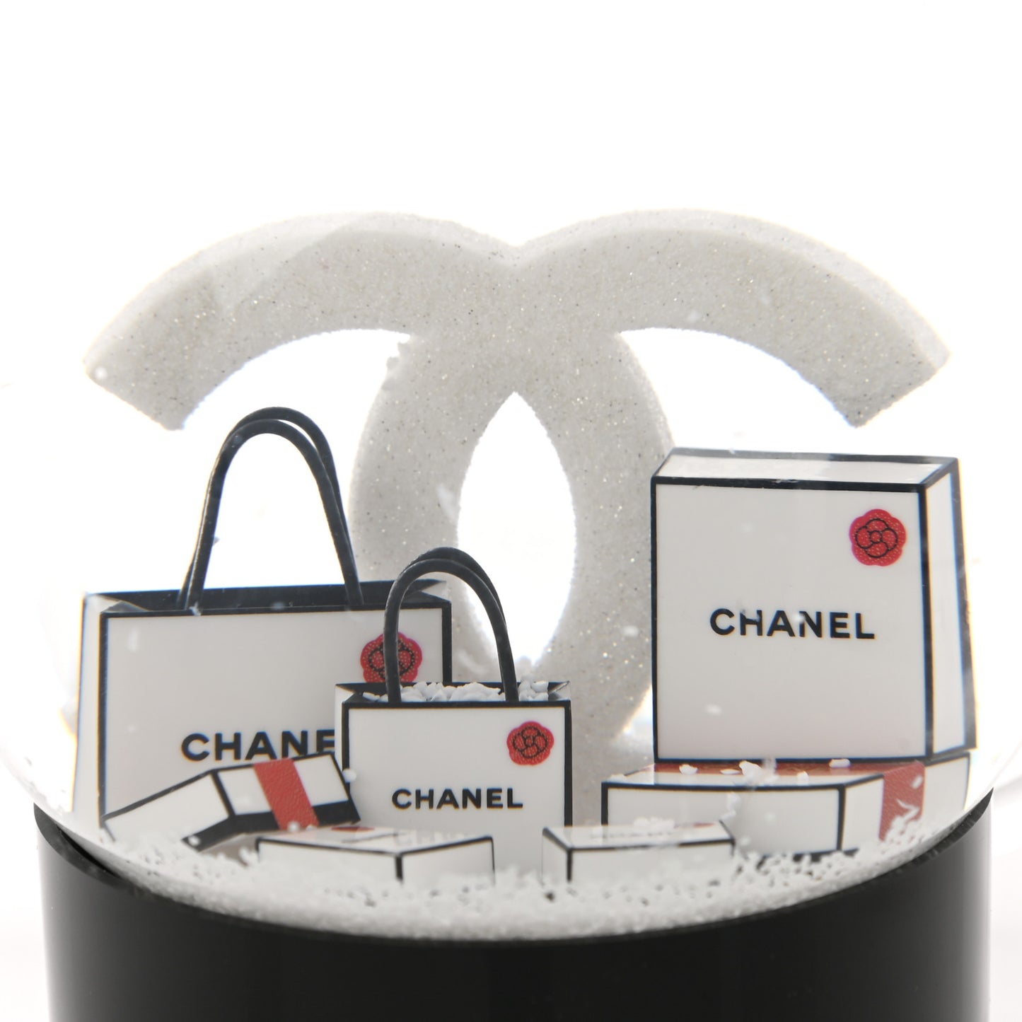 Glass CC Shopping Bag Snow Globe