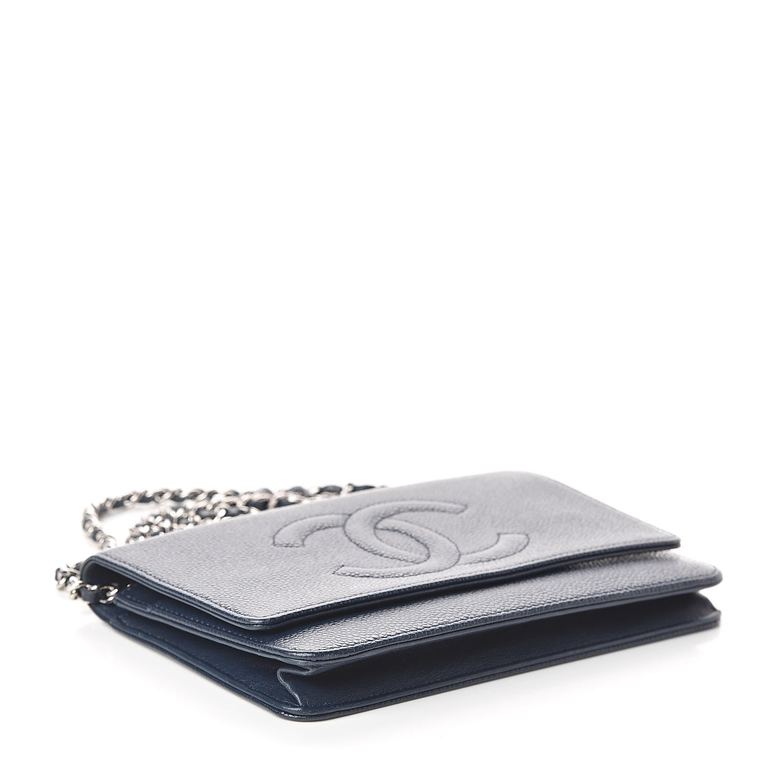 Chanel Caviar Timeless CC Wallet On Chain WOC Navy Blue 4 of 11