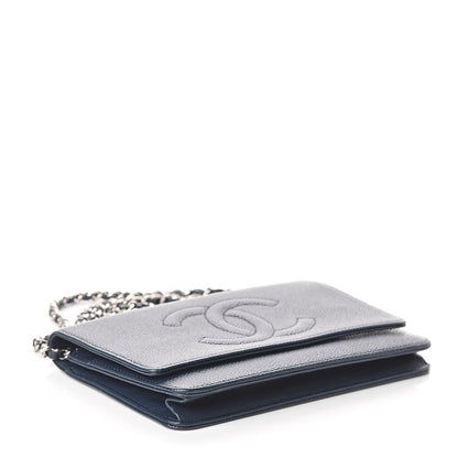 Chanel Caviar Timeless CC Wallet On Chain WOC Navy Blue 4 of 11