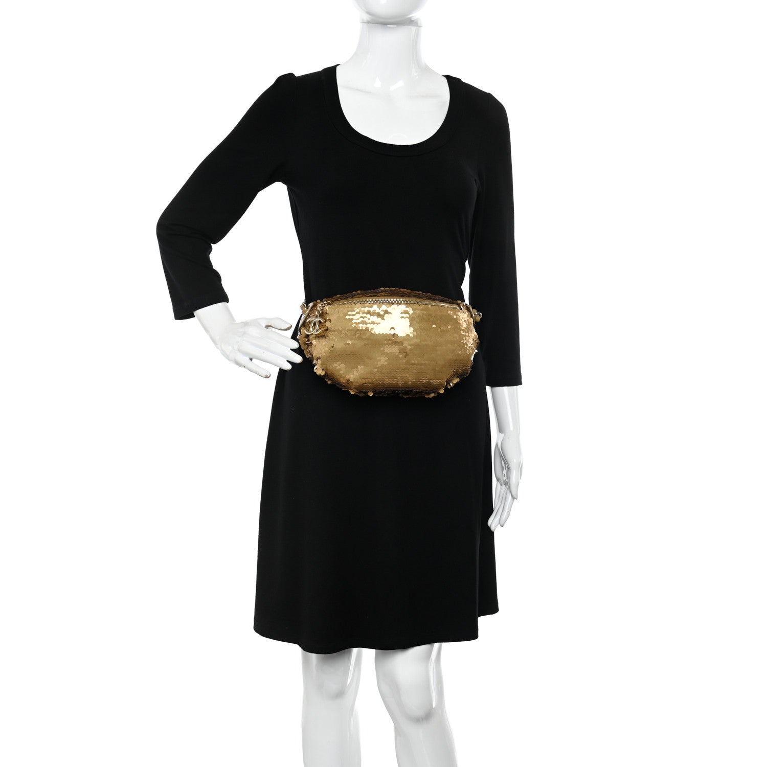 Chanel Sequin Calfskin Sparkling City Waist Bag Fanny Pack Gold 2 of 10