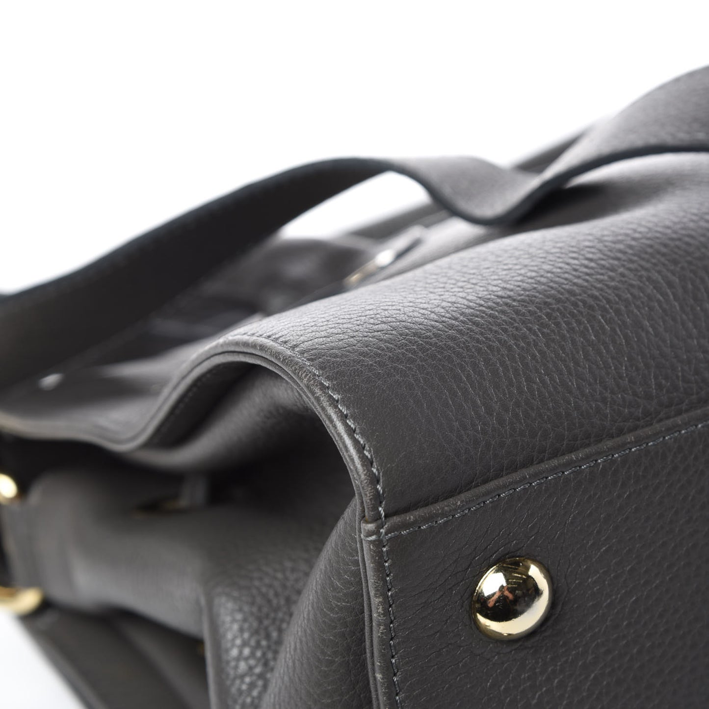 Grainy Calfskin Large Rosalie Satchel Grey