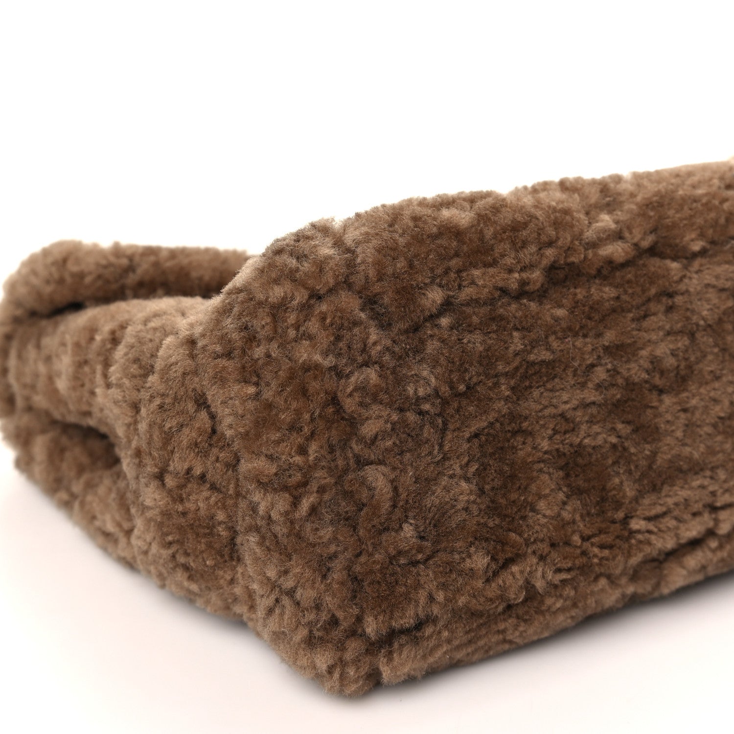 Saint Laurent Shearling Lambskin Quilted Sade Puffer Envelope Clutch Brown 8 of 9