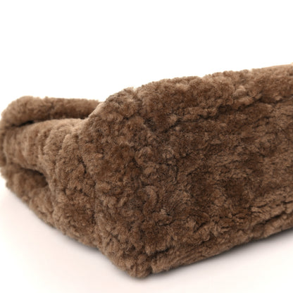 Saint Laurent Shearling Lambskin Quilted Sade Puffer Envelope Clutch Brown 8 of 9