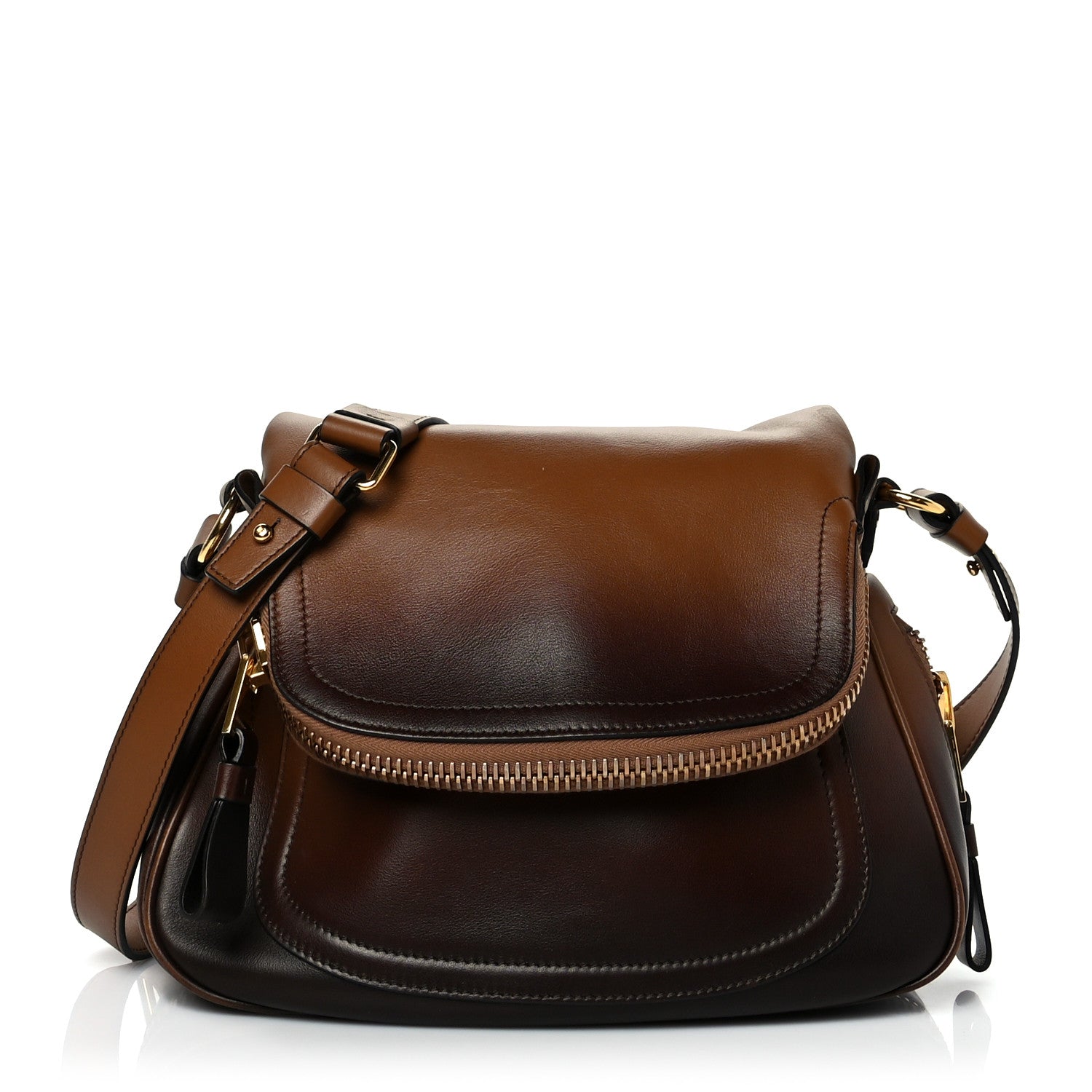 Tom Ford Grained Calfskin Medium Shaded Jennifer Crossbody Bag Brown 1 of 11