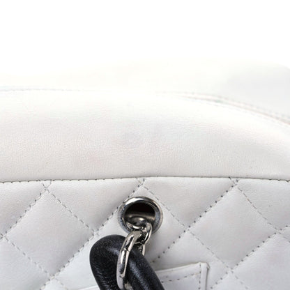 Chanel Calfskin Quilted Large Cambon Bowler White Black 14 of 24
