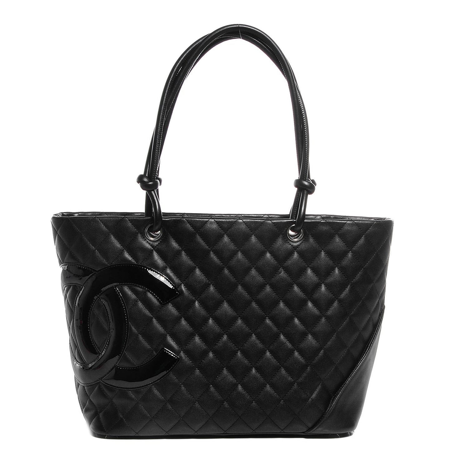 Calfskin Quilted Large Cambon Tote Black