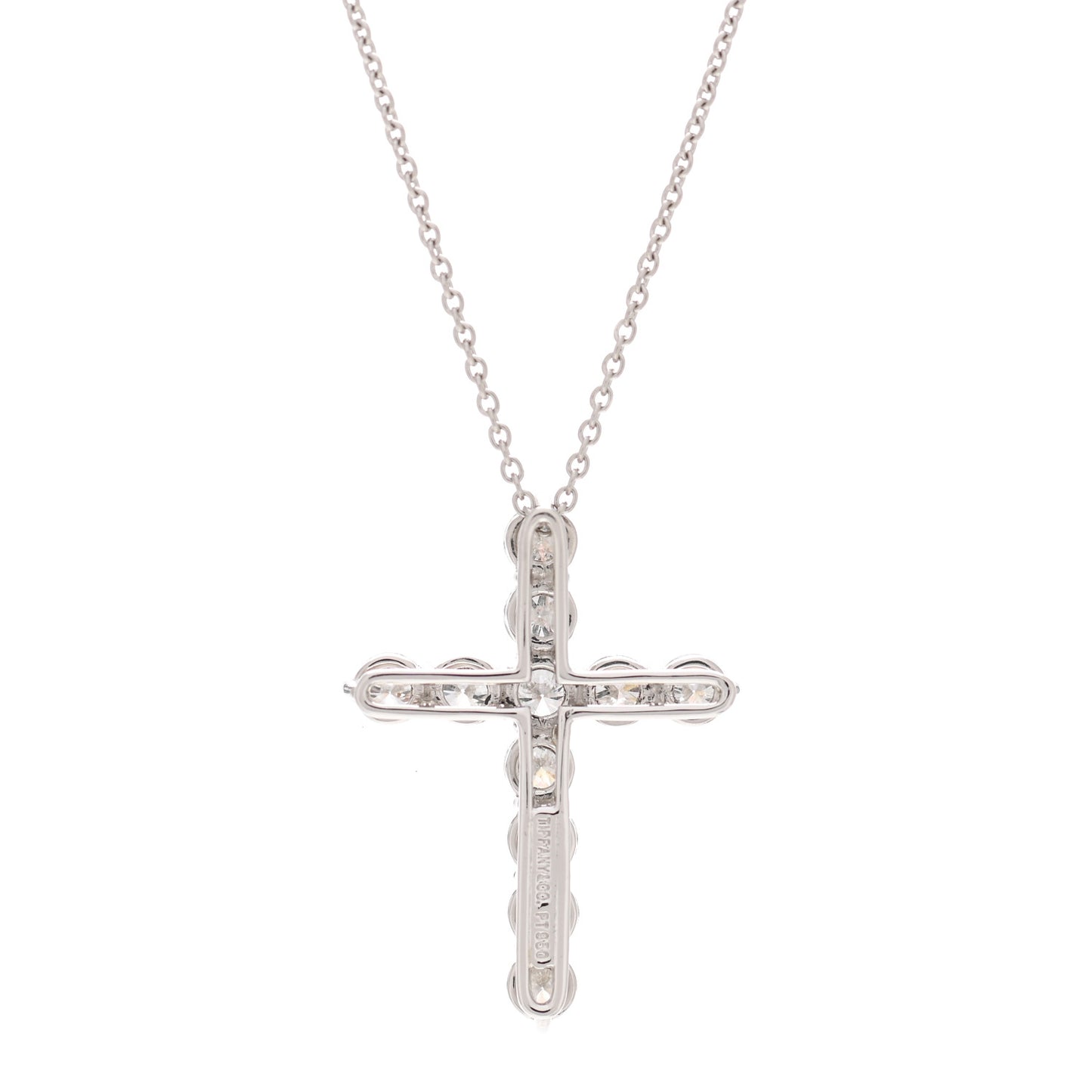 Platinum Diamond Large Cross Pendant Necklace