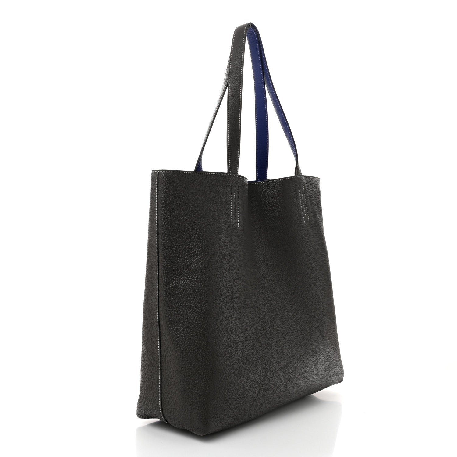 Hermes Taurillon Clemence Double Sens 45 Reversible Tote Graphite Bleu Electrique 5 of 19