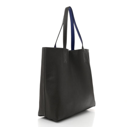 Hermes Taurillon Clemence Double Sens 45 Reversible Tote Graphite Bleu Electrique 5 of 19