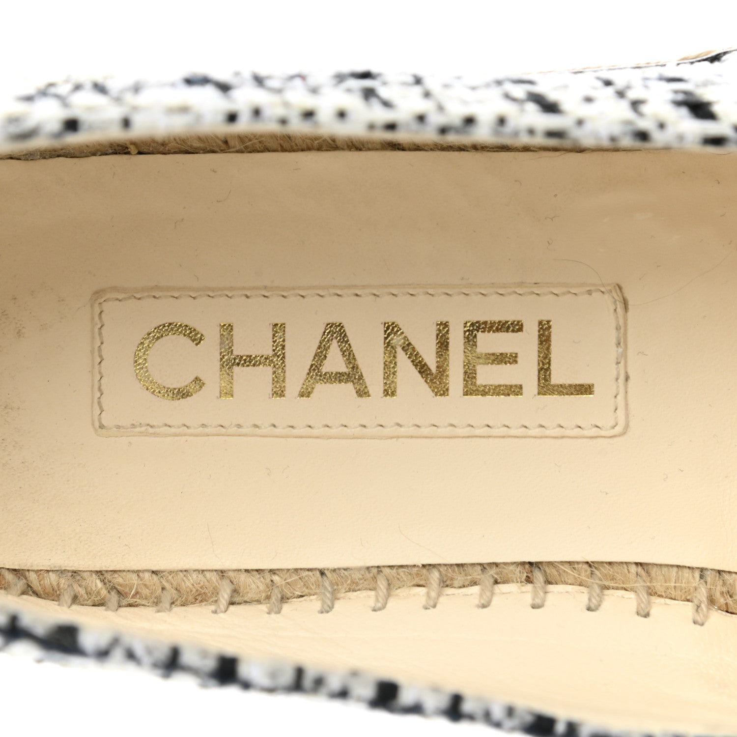 Chanel Tweed Lambskin CC Espadrilles 40 Ivory Grey Black 7 of 11