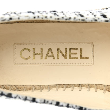 Chanel Tweed Lambskin CC Espadrilles 40 Ivory Grey Black 7 of 11