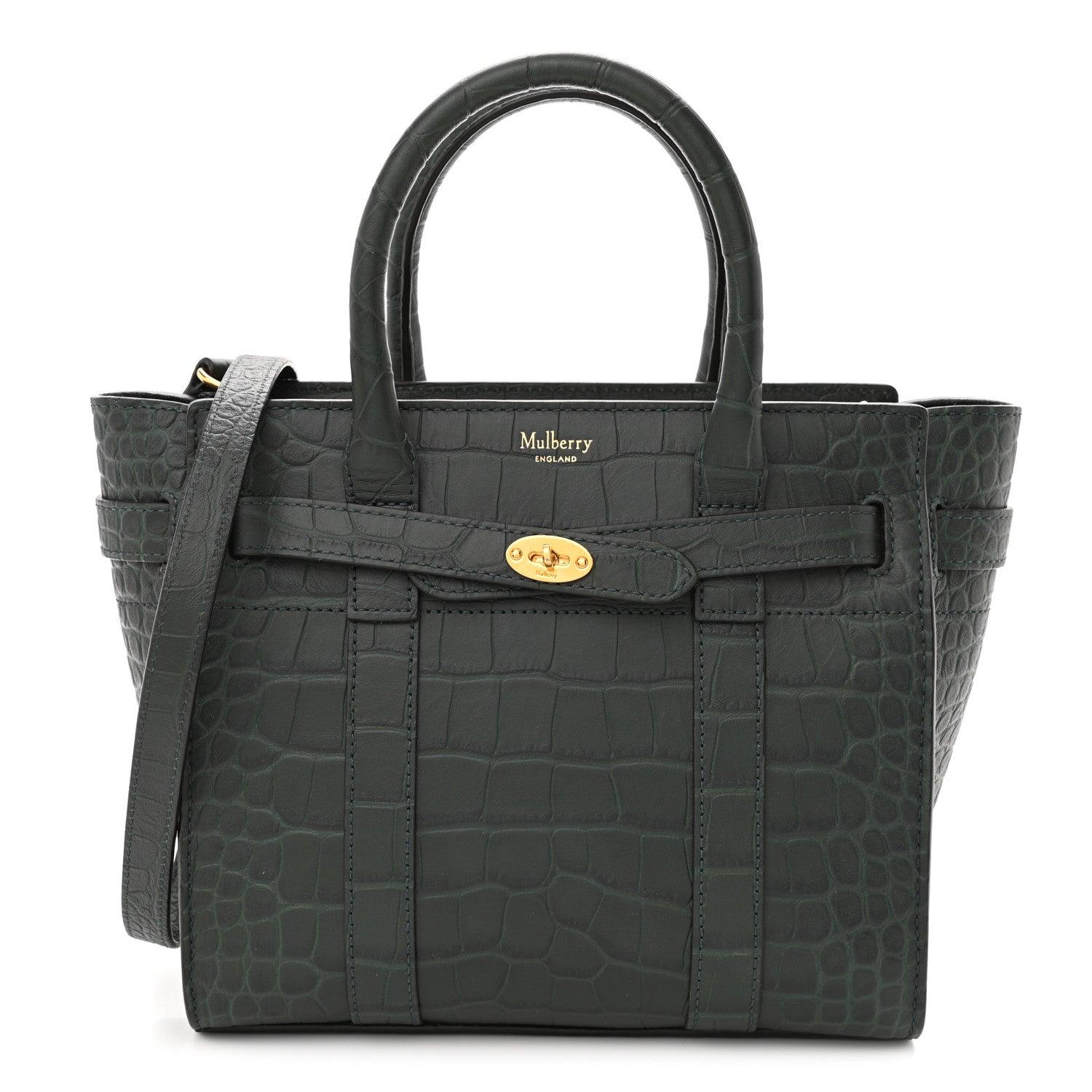 Mulberry Crocodile Embossed Small Zipped Bayswater Nettle Green 1 of 9