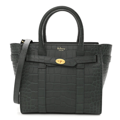 Mulberry Crocodile Embossed Small Zipped Bayswater Nettle Green 1 of 9