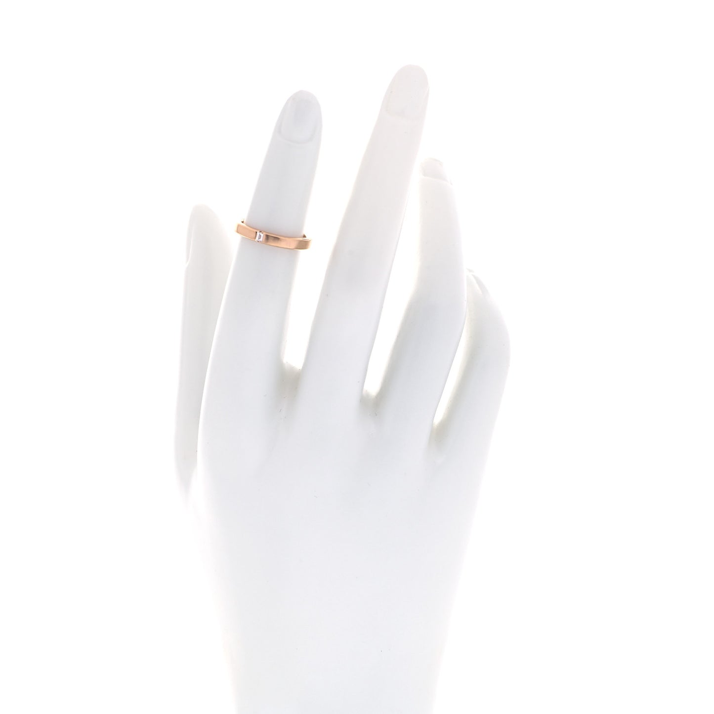 18K Rose Gold Diamond Essential Band Satin Baguette Ring 47 4