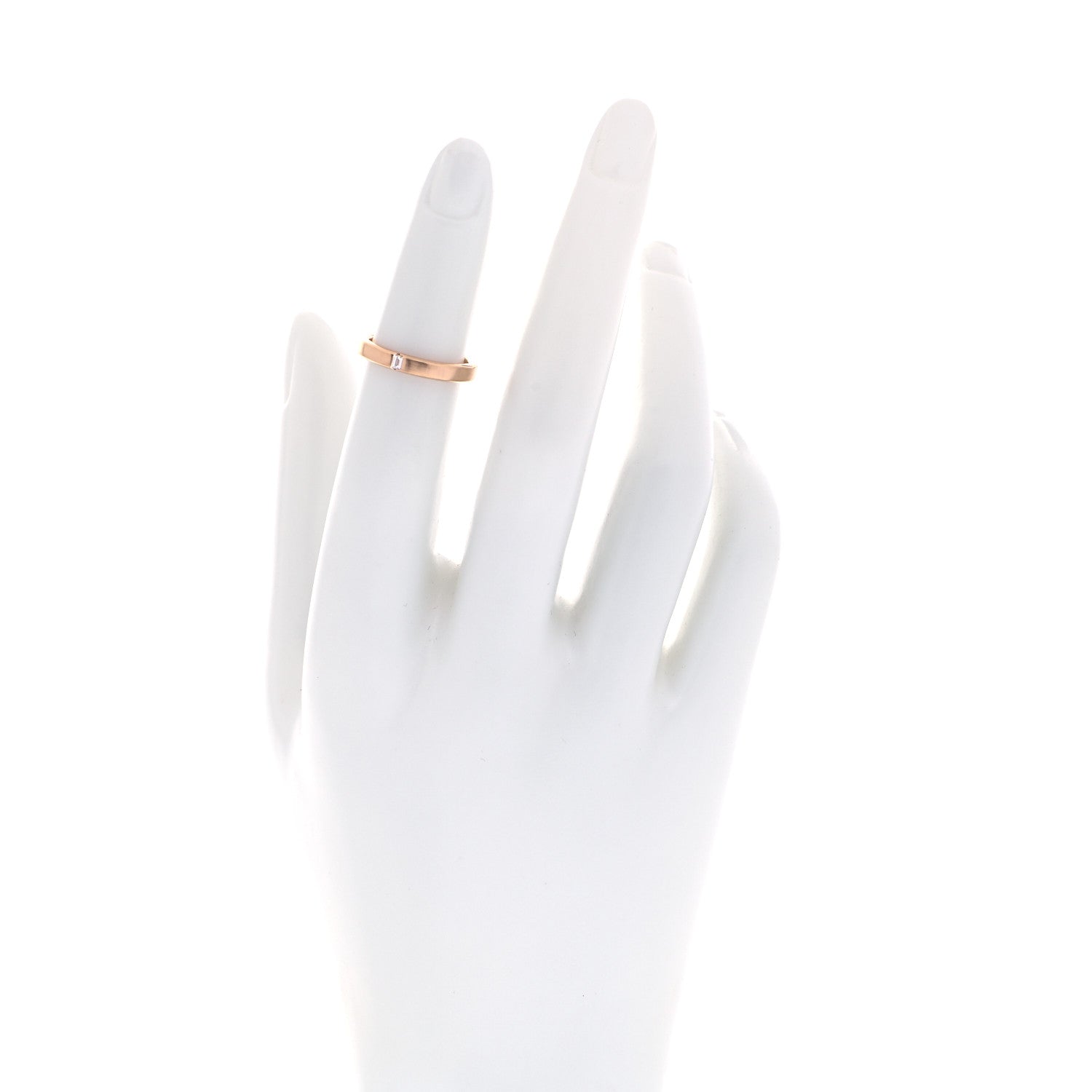 Tiffany 18K Rose Gold Diamond Essential Band Satin Baguette Ring 47 4 2 of 5