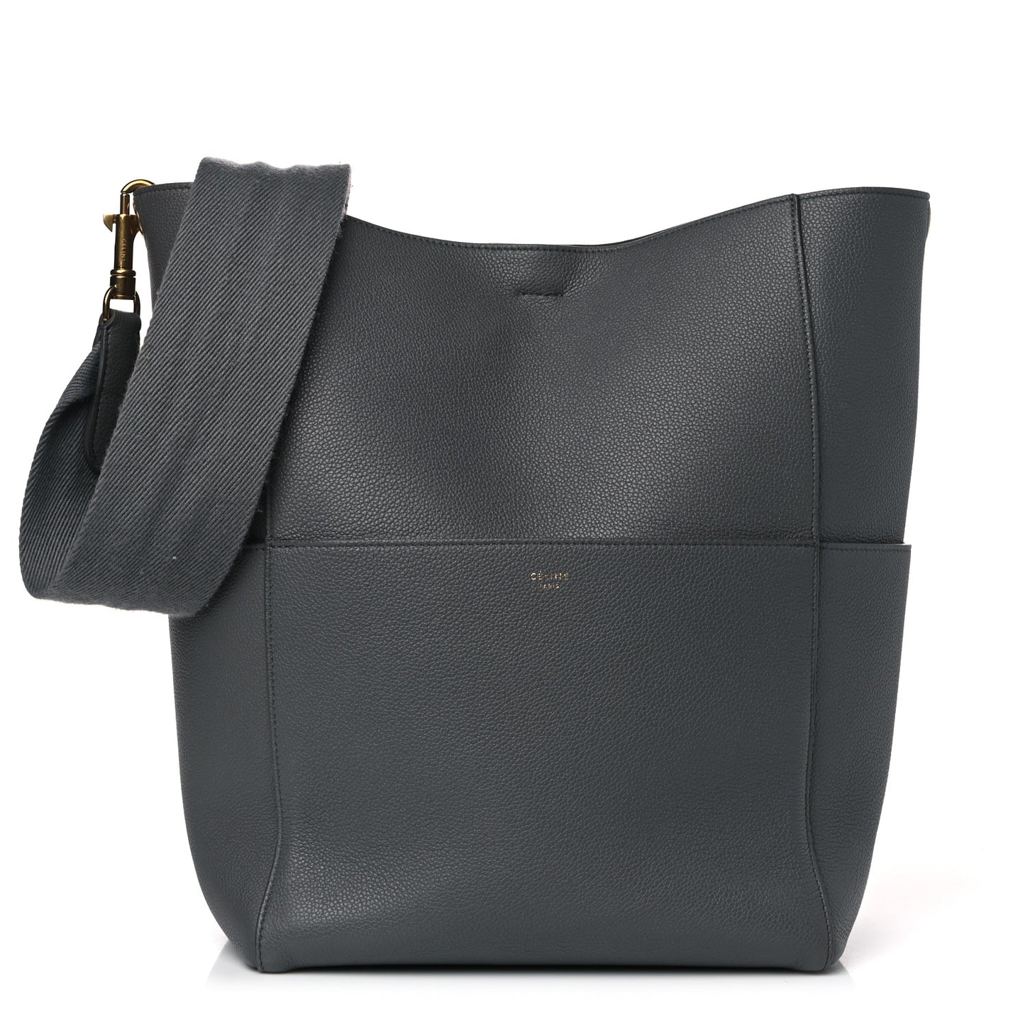 Soft Grained Calfskin Sangle Bucket Bag Kohl
