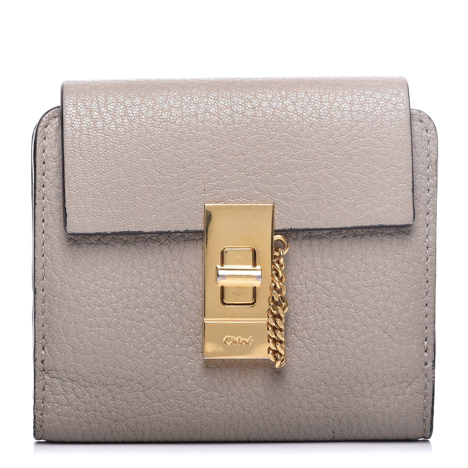 Chloe Grained Lambskin Drew Square Wallet Motty Grey 1 of 8