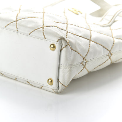 Chanel Calfskin Wild Stitch Tote White 7 of 11