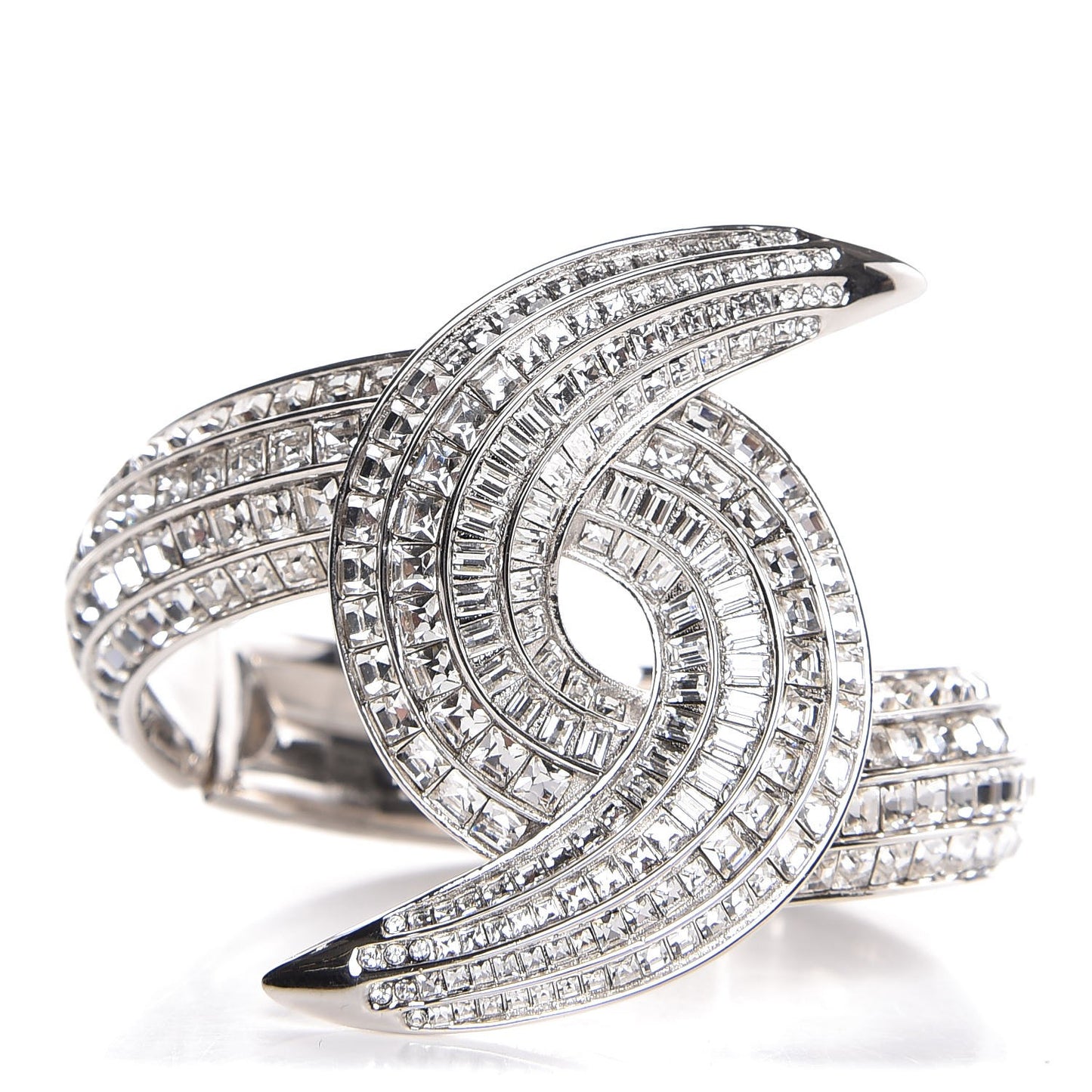 Crystal Baguette CC Cuff Silver