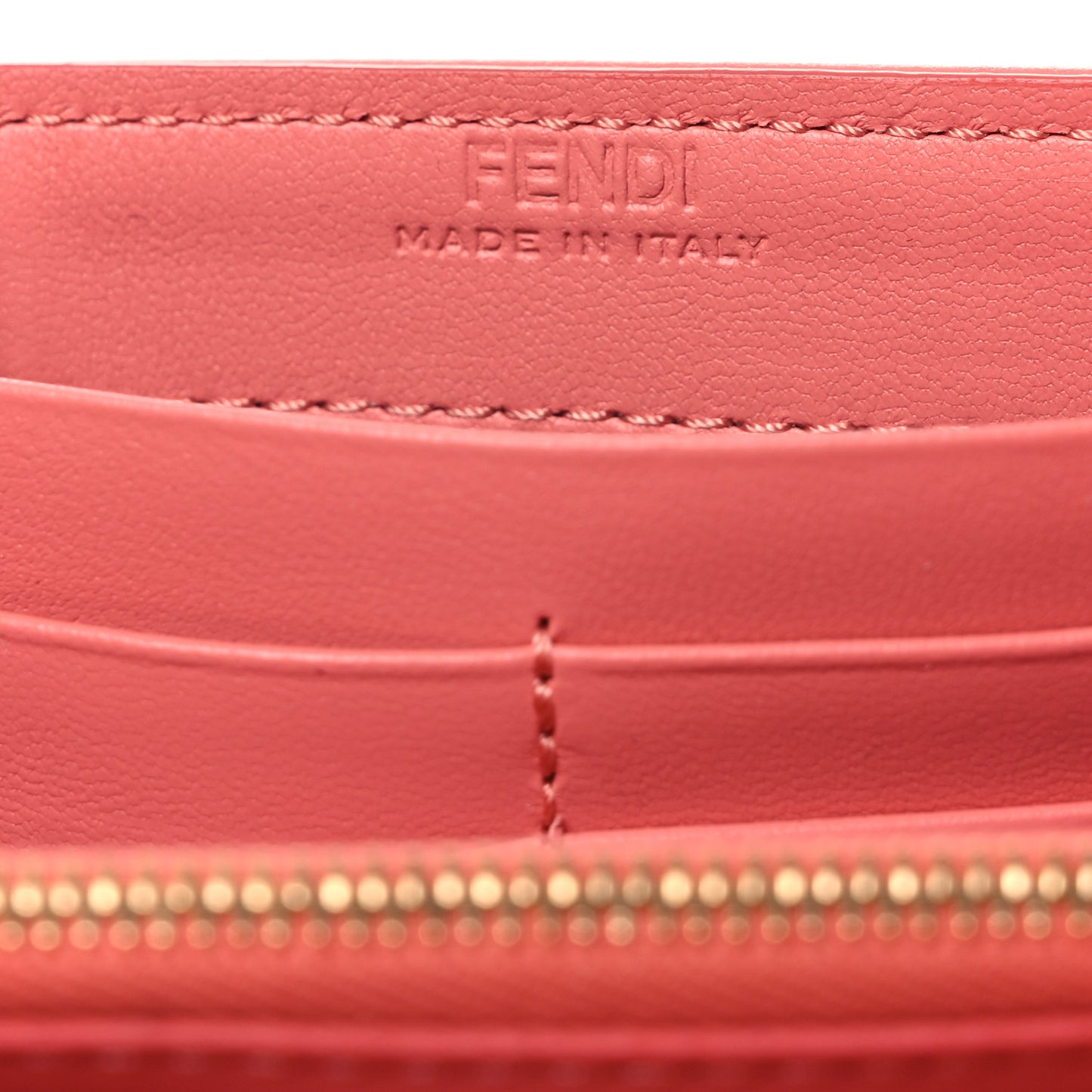 Nappa FF Embossed Continental Wallet On Chain Rosa Pesca