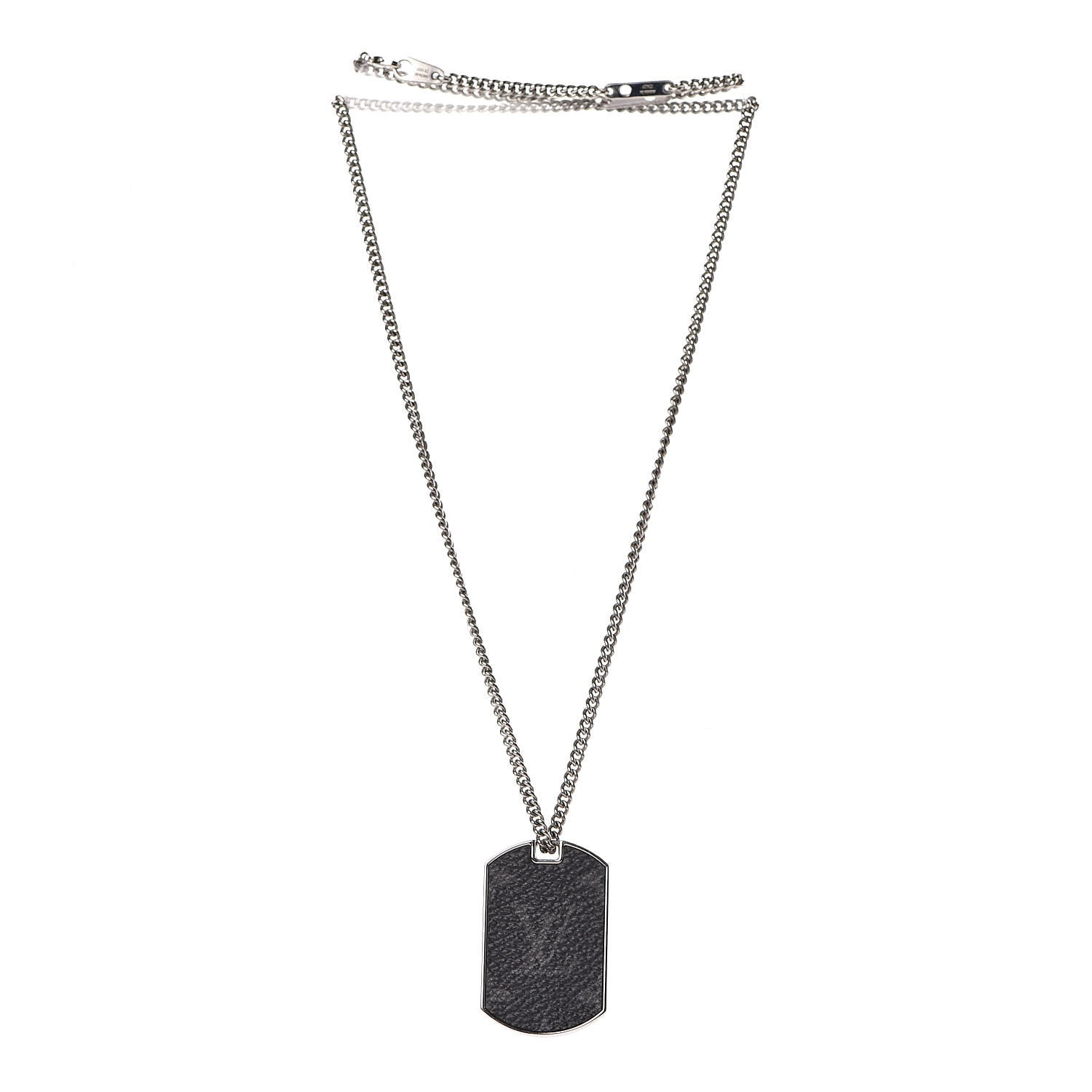 Louis Vuitton Monogram Eclipse Plate Necklace 3 of 10