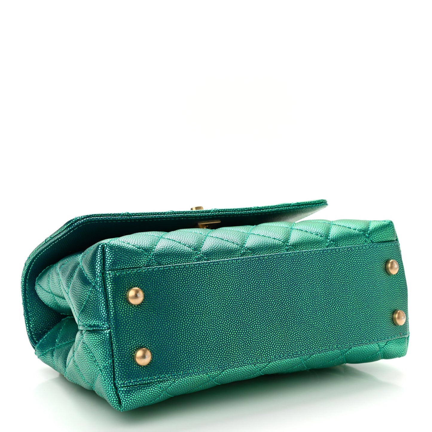 Metallic Caviar Quilted Mini Coco Handle Flap Blue