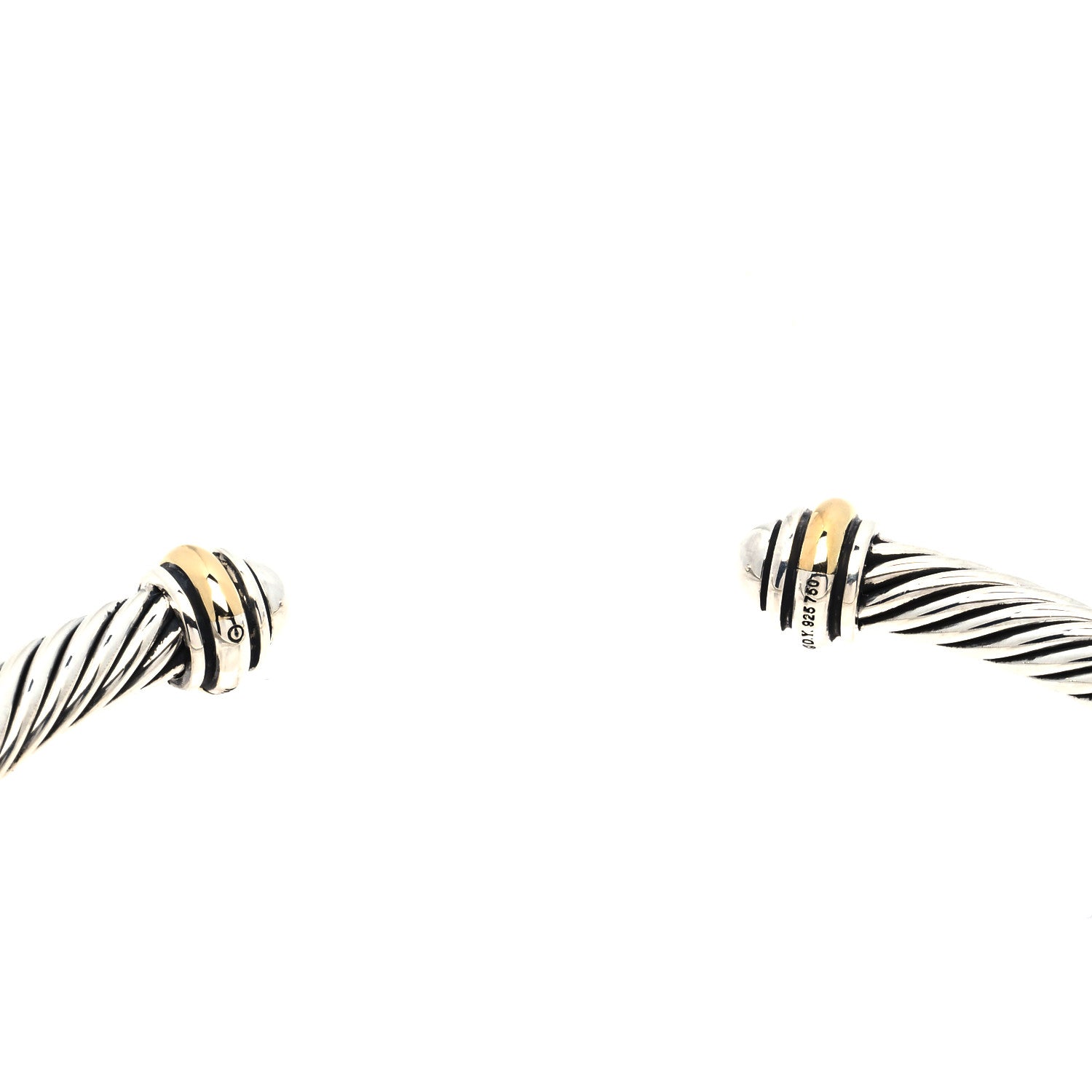 David Yurman Sterling Silver 18K Yellow Gold 4mm Cable Classics Bracelet 3 of 4
