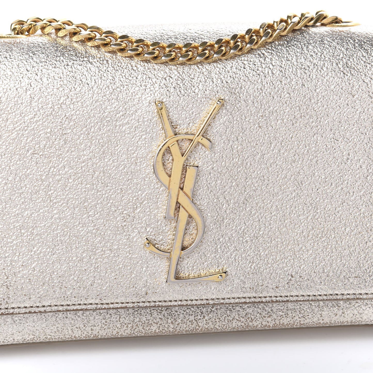 Metallic Calfskin Small Classic Monogram Kate Satchel Pale Gold