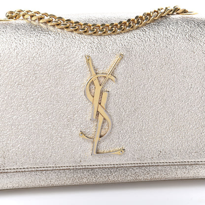 Saint Laurent Metallic Calfskin Small Classic Monogram Kate Satchel Pale Gold 6 of 13