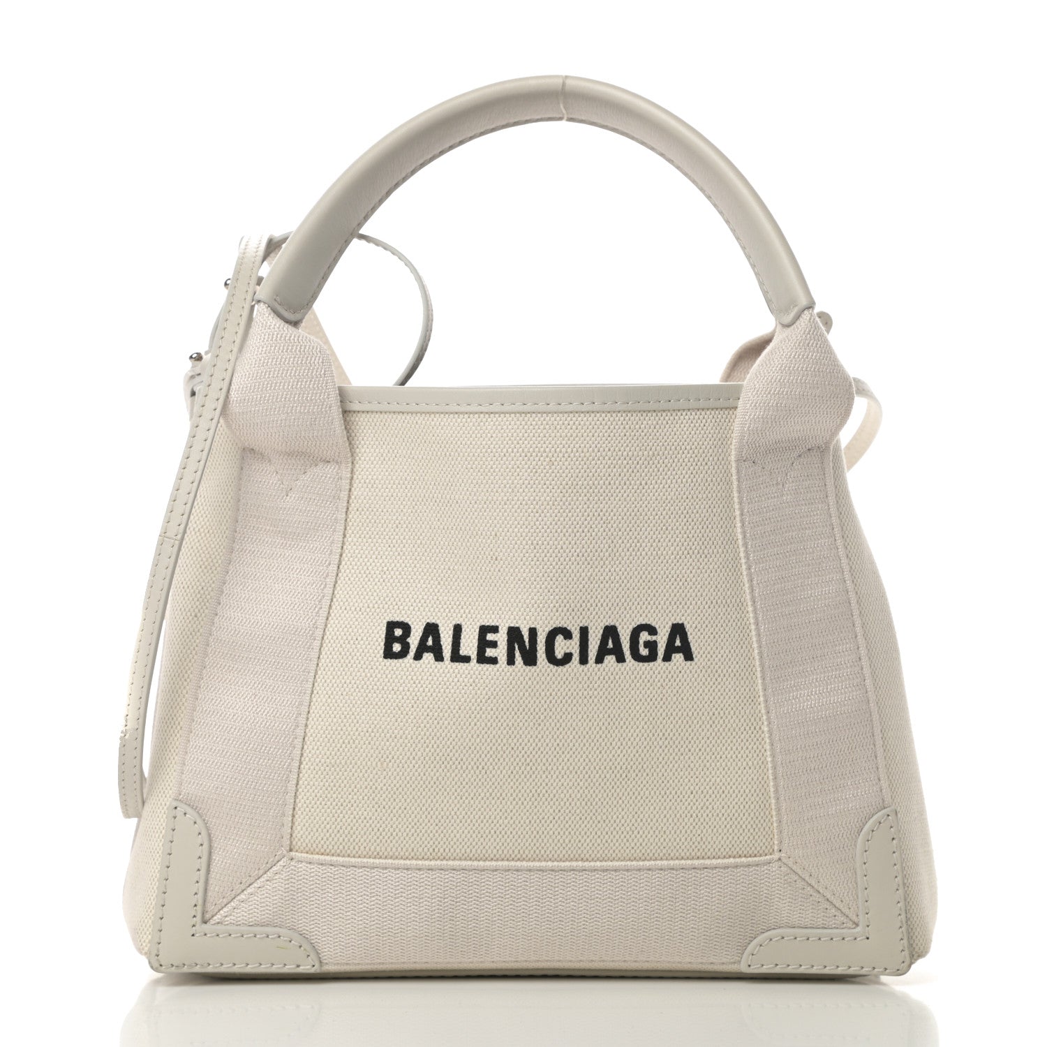 Balenciaga Cotton Canvas Calfskin Navy Cabas XS Natural 3 of 13