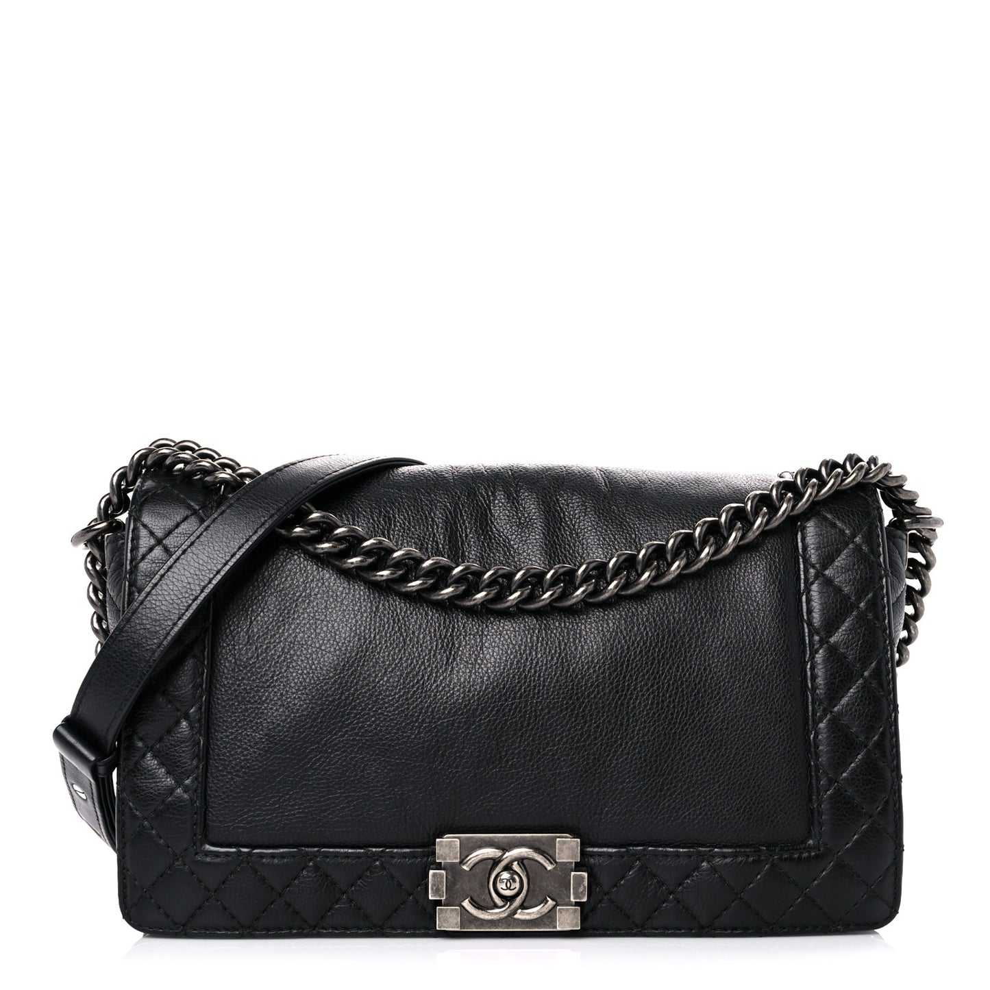 Calfskin New Medium Boy Reverso Flap Black