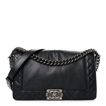 Chanel Calfskin New Medium Boy Reverso Flap Black 1 of 15