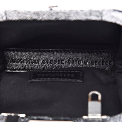 Balenciaga Metallic Textured Calfskin Logo Cloud Coin Purse With Strap Silver 6 of 9
