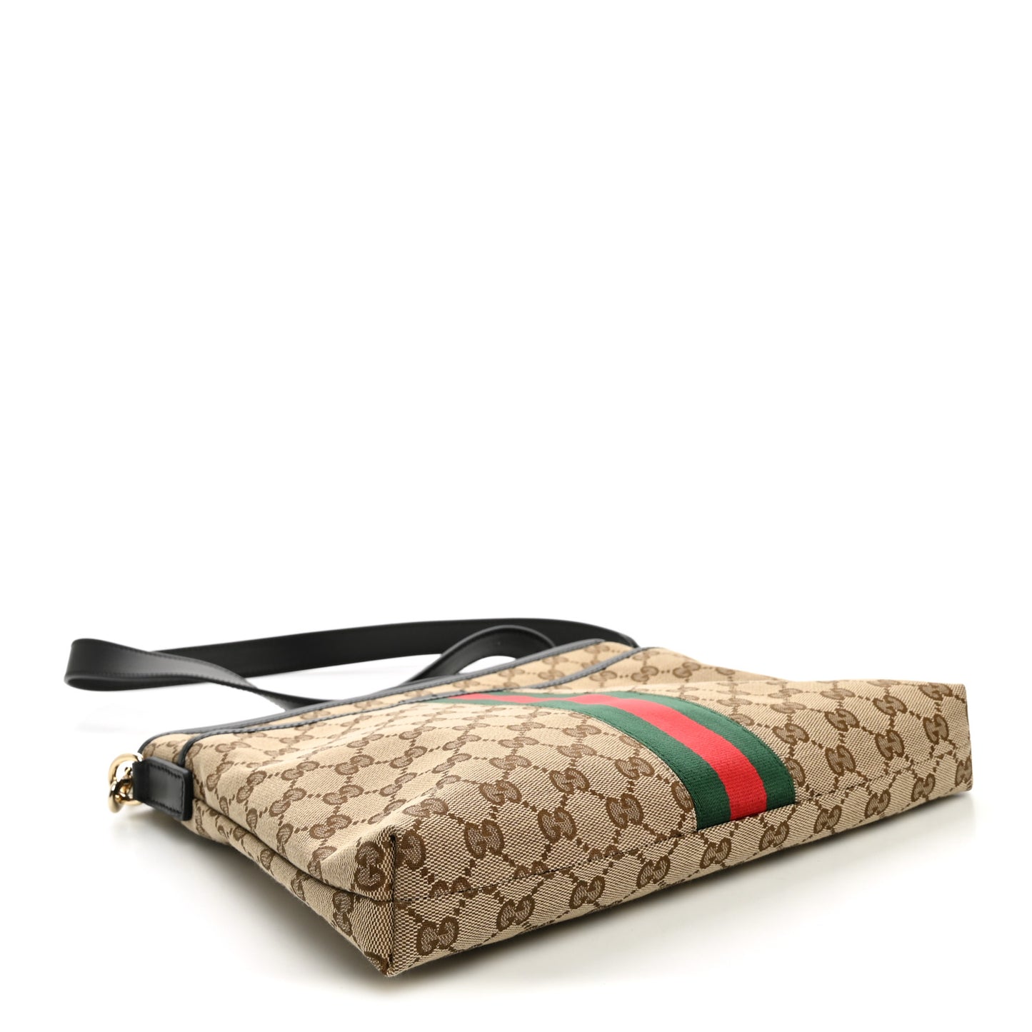 GG Monogram Web Flat Messenger Bag Black