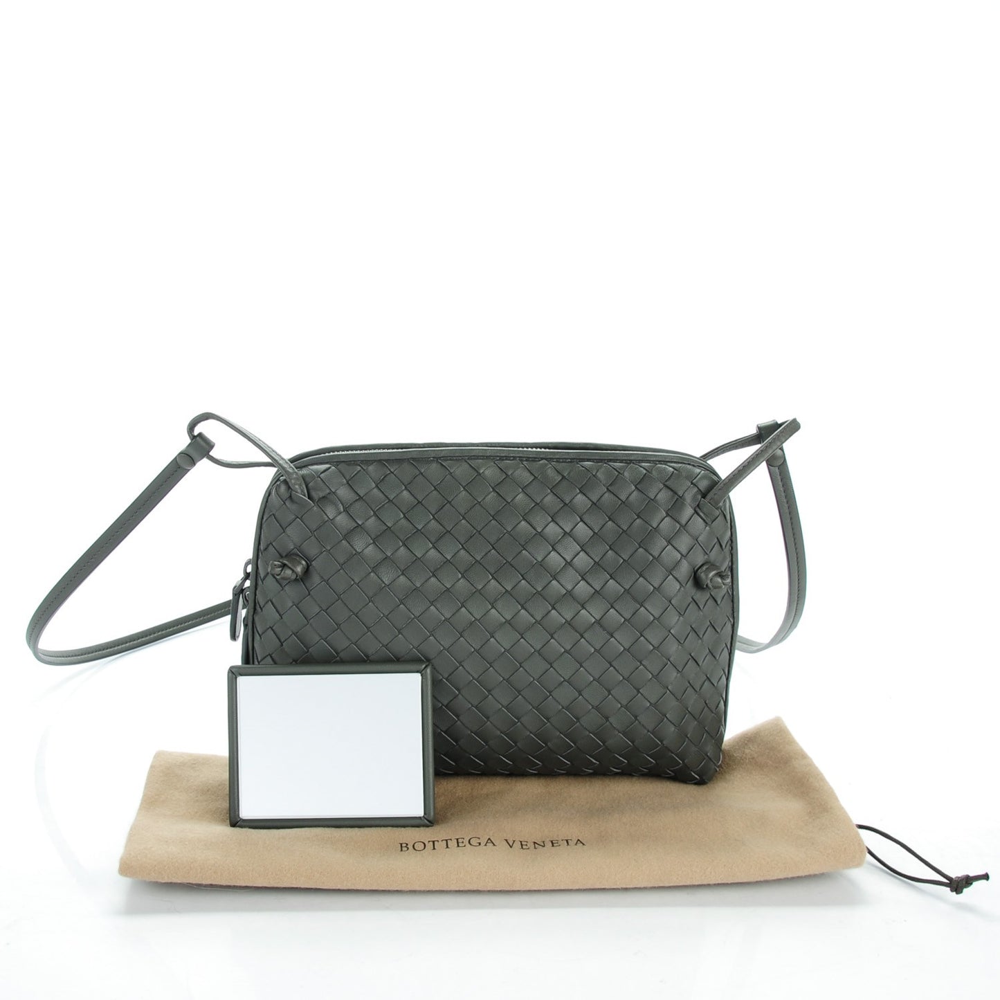 Nappa Intrecciato Crossbody Pillow Messenger Light Grey
