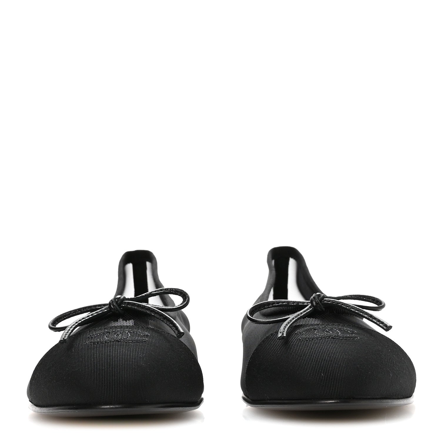 Chanel Mesh Grosgrain Cap Toe CC Ballerina Flats 39.5 Black 3 of 8