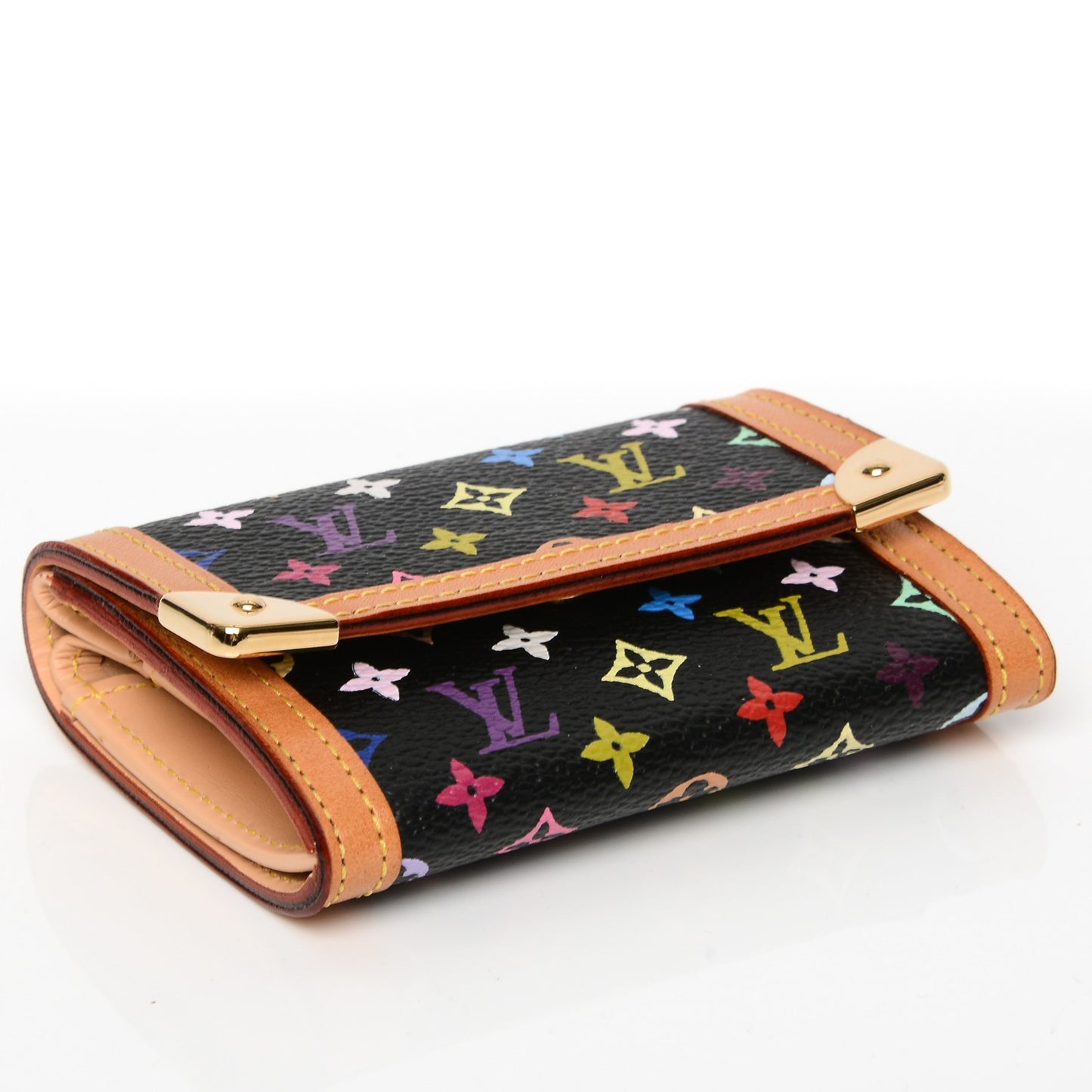 Monogram Multicolor Porte-Monnaie Plat Coin Purse Black